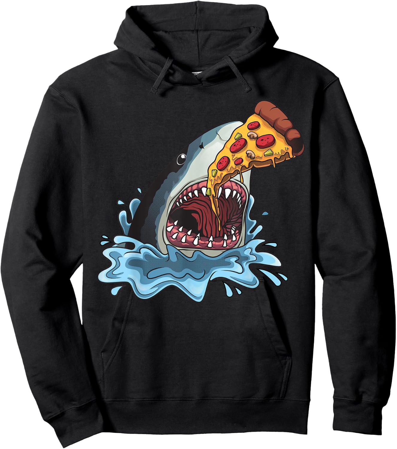 Funny Shark Pizza For Jawsome Shark Pizza Lover Men Women Hoodie - Hoodie | Black