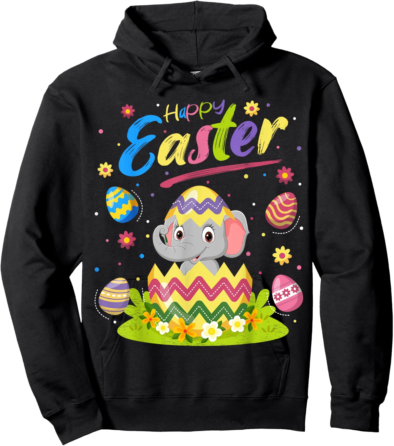 Elephant Lover Funny Easter Egg Elephant Happy Easter Hoodie - Hoodie | Black