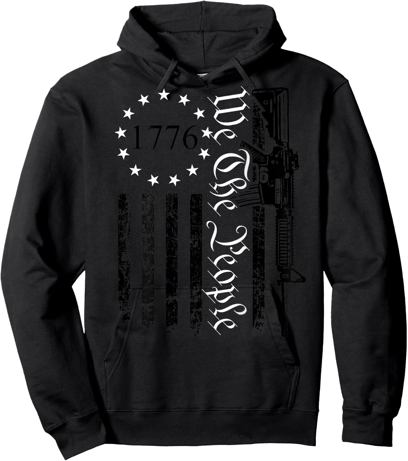 We The People - Gun Rights AR15 Pro Guns USA Flag (ON BACK) Men Hoodie - Hoodie | Black