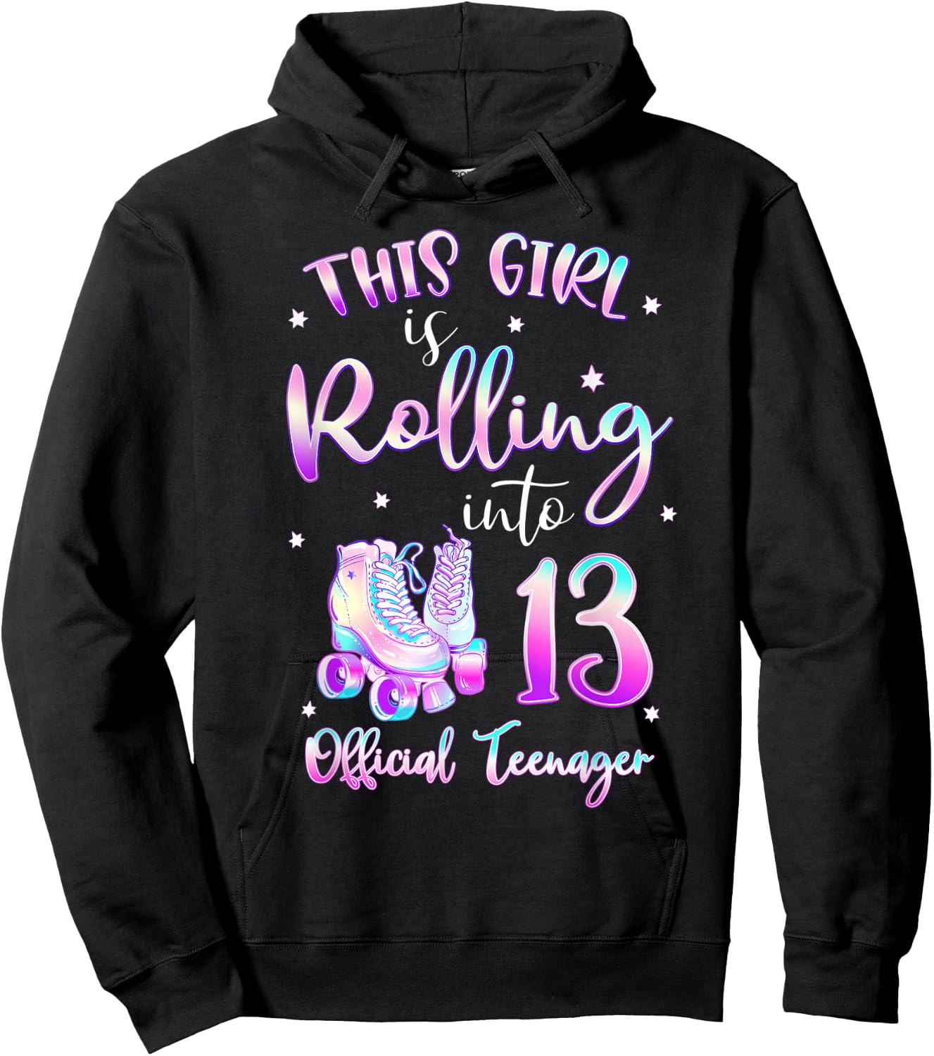 13th Birthday Rolling Into 13 Official Teenager Roller Skate Hoodie - Hoodie | Black