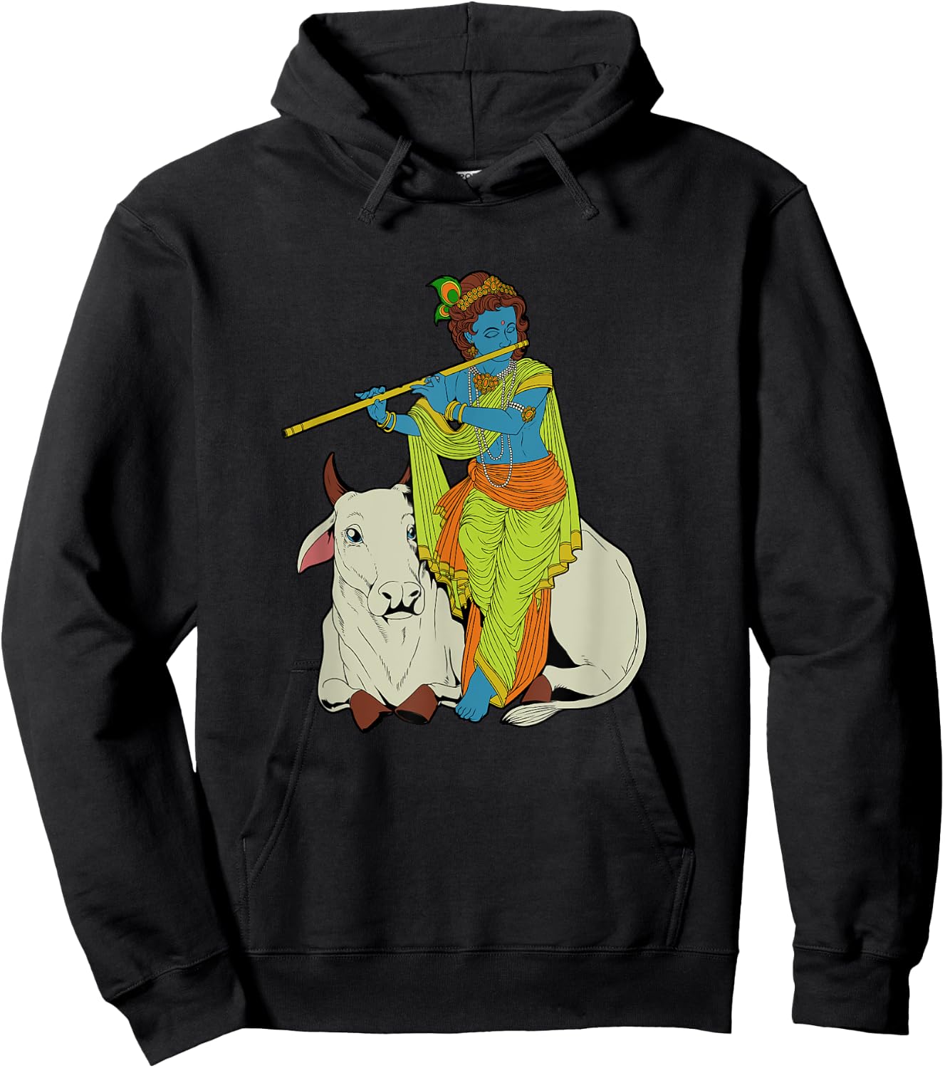 Hindu god - the blue flute player Krishna Hoodie - Hoodie | Black