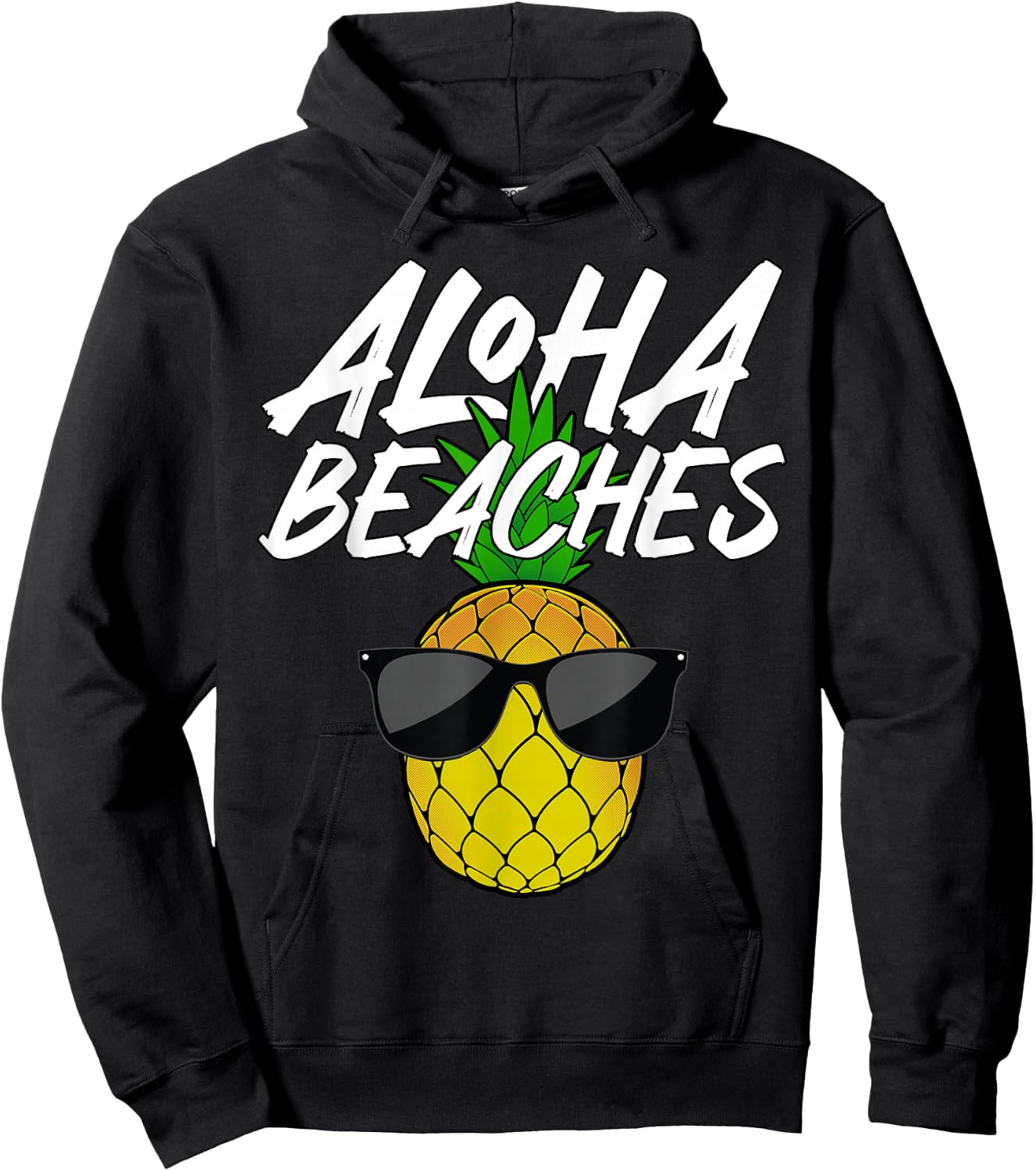 Funny Aloha Beaches Designs Women Pineapple Hawaiian Hoodie - Hoodie | Black