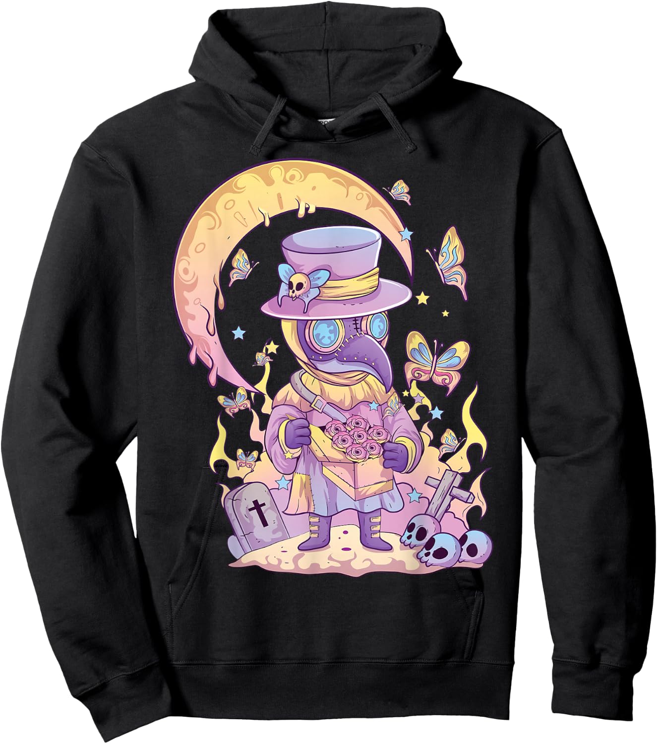 Pastel Goth Cute Creepy Plague Doctor Kawaii Menhera Wiccan Small Hoodie - Hoodie | Black