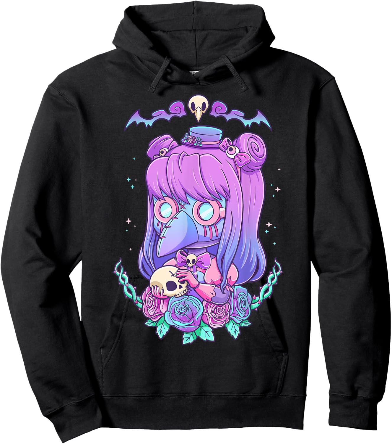 Pastel Goth Creepy Plague Doctress Kawaii Menhera Wiccan Hoodie - Hoodie | Black