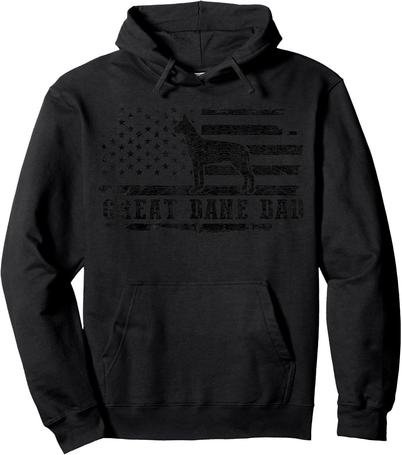 Great Dane Dad Distressed American Flag Patriotic Dog Hoodie - Hoodie | Black