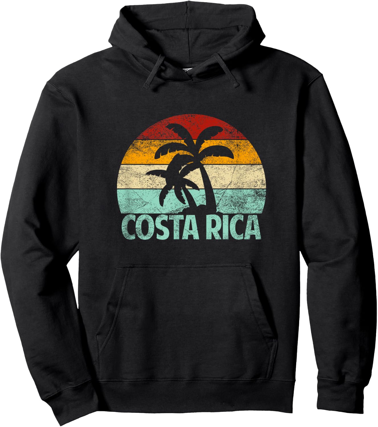 Costa Rica Beach Sunset Palm Tree Retro Vacation Costa Rica Hoodie - Hoodie | Black