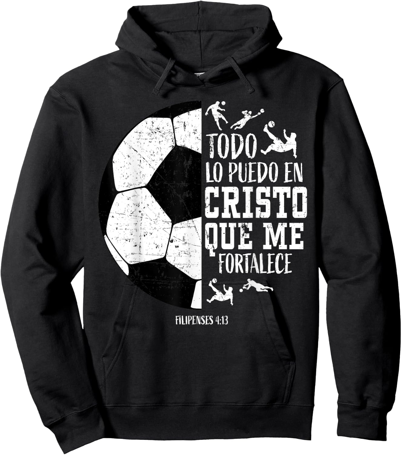 Español Spanish Christian Soccer Fútbol Filipenses 4:13 Men Hoodie - Hoodie | Black