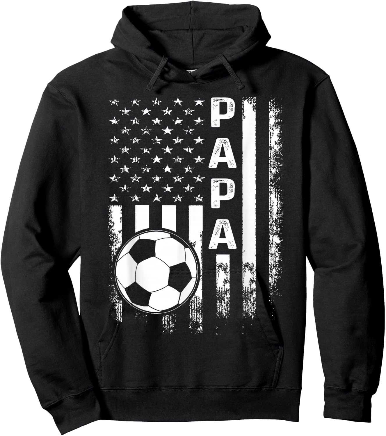Soccer Papa American Flag Vintage Christmas Xmas Hoodie - Hoodie | Black