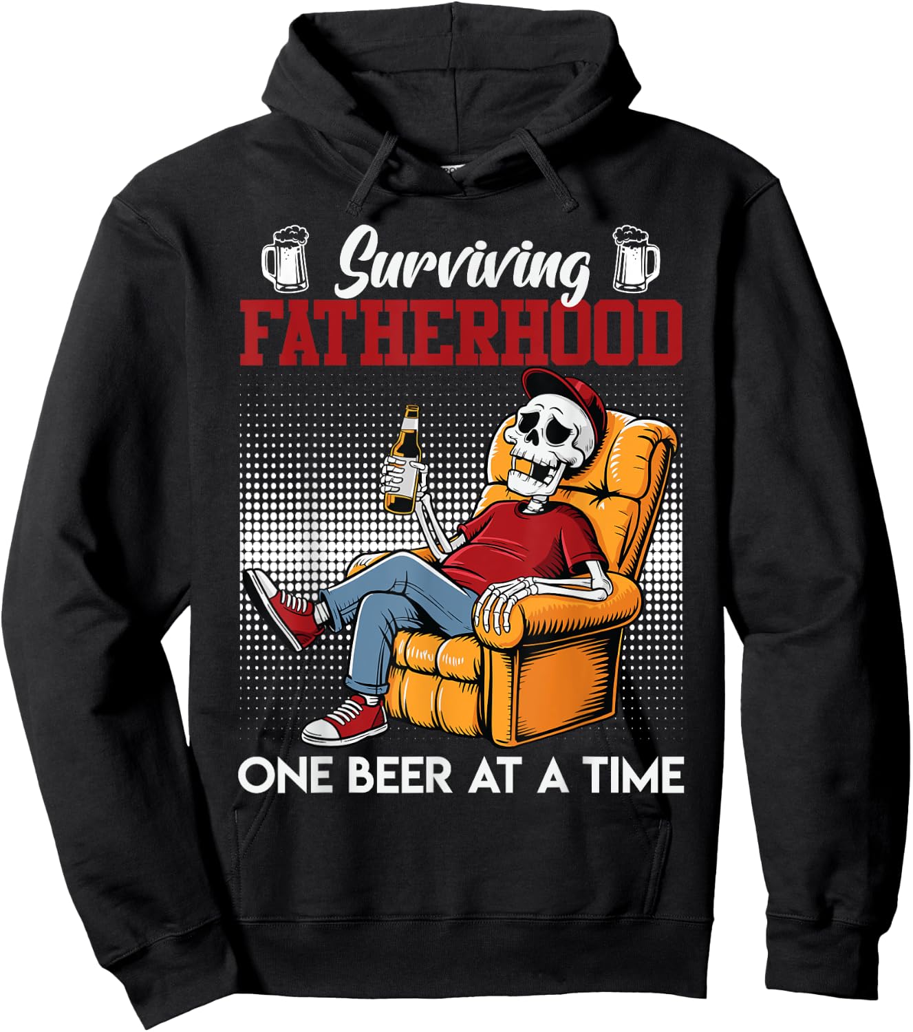 Fatherhood SURVIVING FATHERHOOD ONE BEER A TIME Dads Hoodie - Hoodie | Black