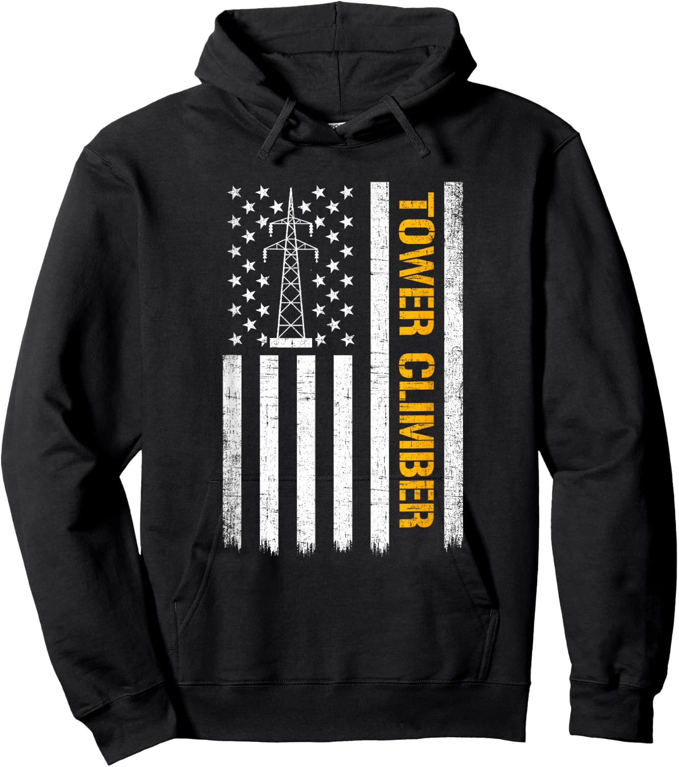 Tower Climber American Flag, Tower Climber Hoodie - Hoodie | Black
