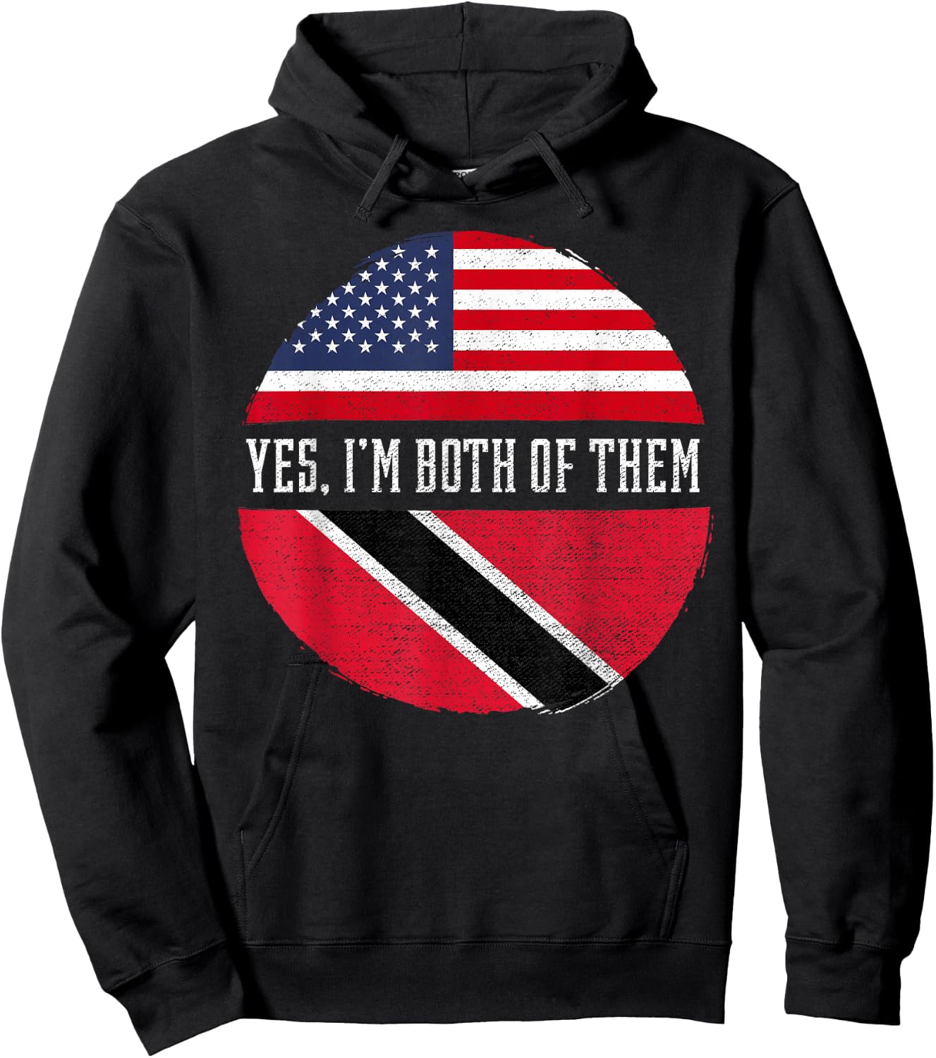 Half American Half Trinbagonian USA Flag Trinidad and Tobago Hoodie - Hoodie | Black