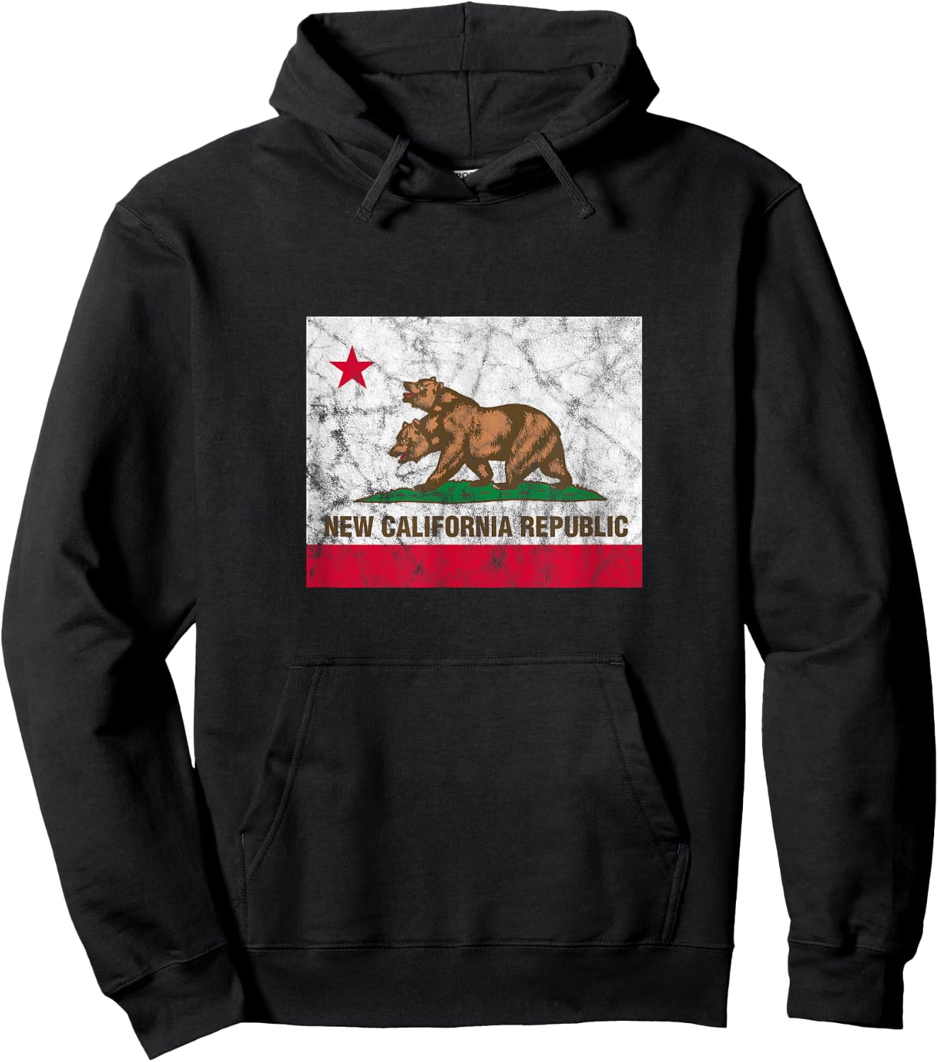 New California Republic NCR State Distressed Flag Hoodie - Hoodie | Black