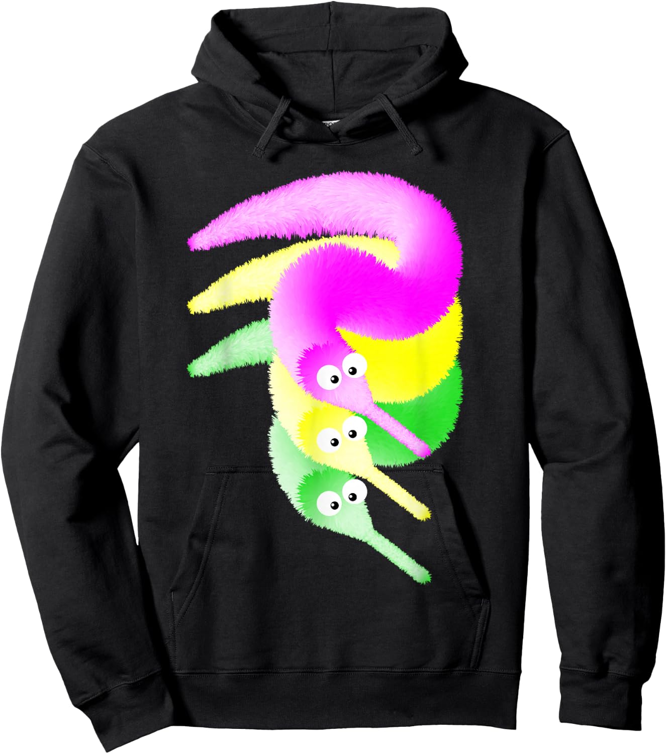 Worms on a String Fuzzy Wiggly Magic Worm Toy Hoodie - Hoodie | Black