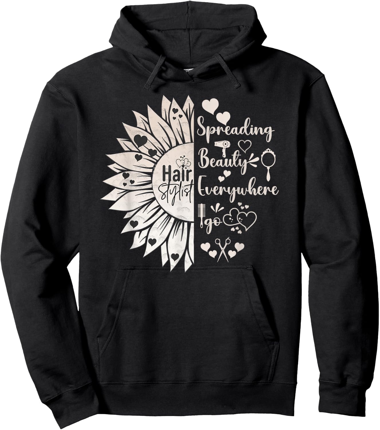 Hair Stylist Sunflower Hairdresser Hairstylist Men Women Hoodie - Hoodie | Black
