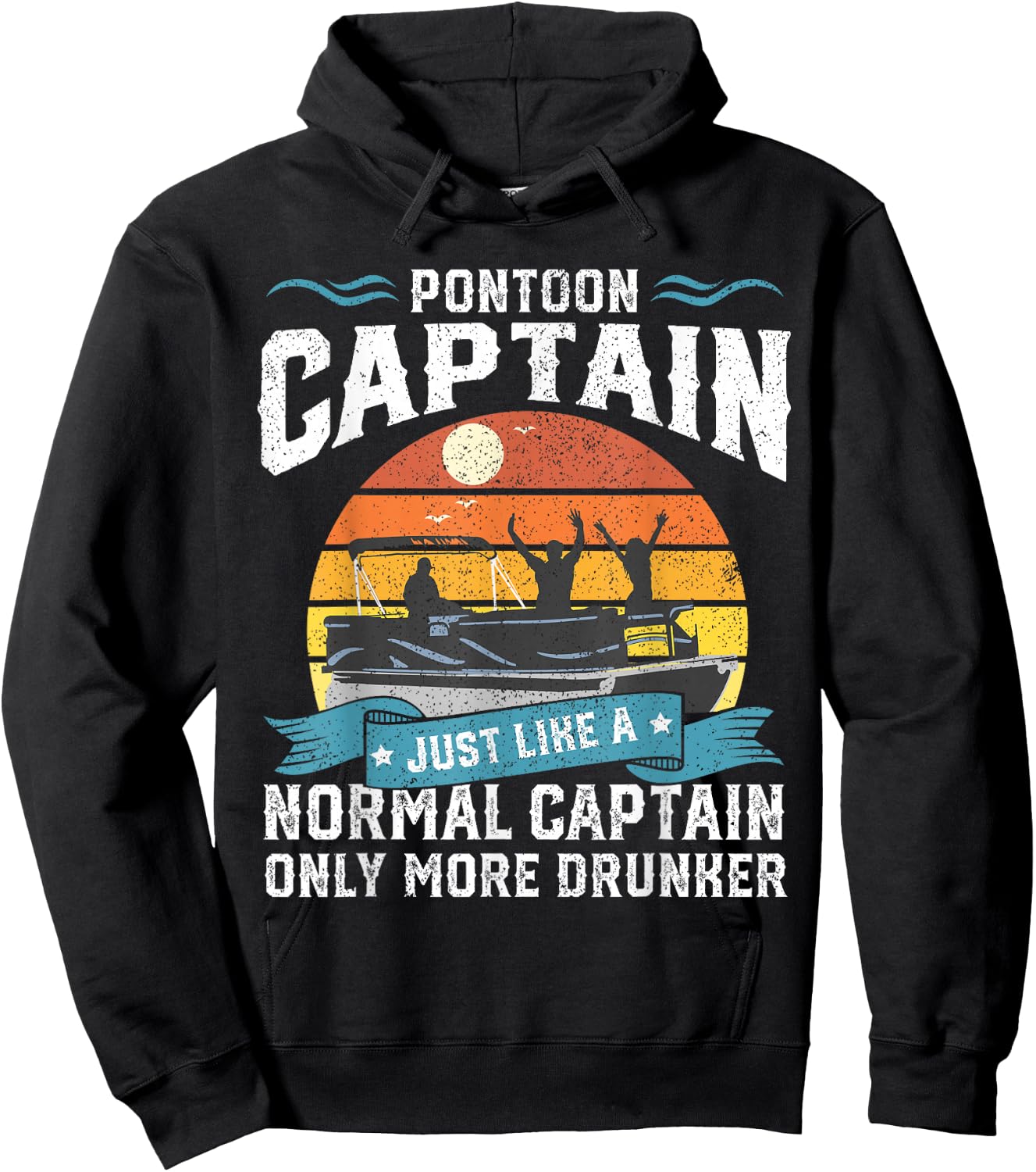 Funny Pontoon Captain Boat Lake Boating Beer Gift Dad Hoodie - Hoodie | Black