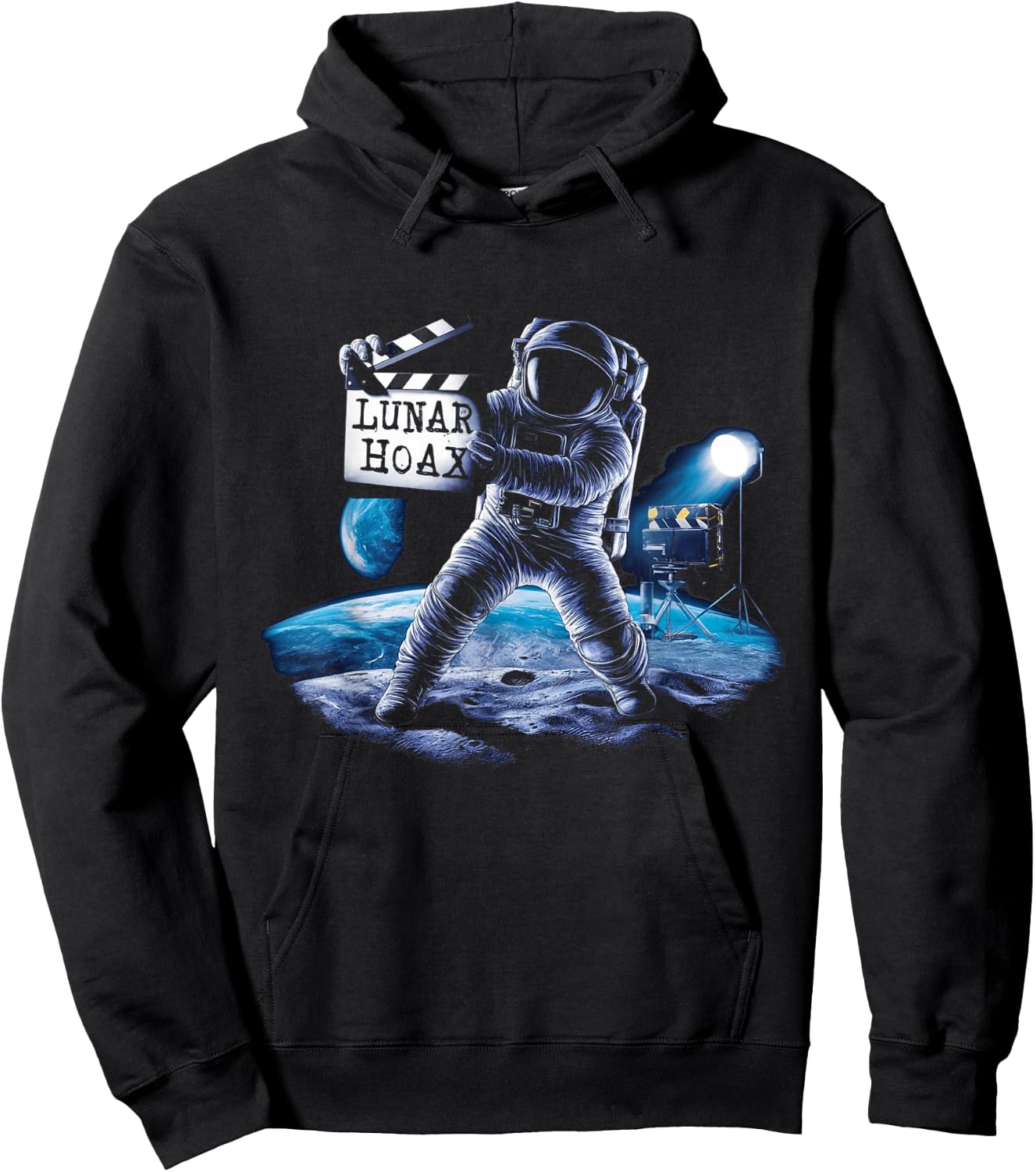 Astronaut Lunar Hoax Moon Landing Conspiracy Theory Hoodie - Hoodie | Black
