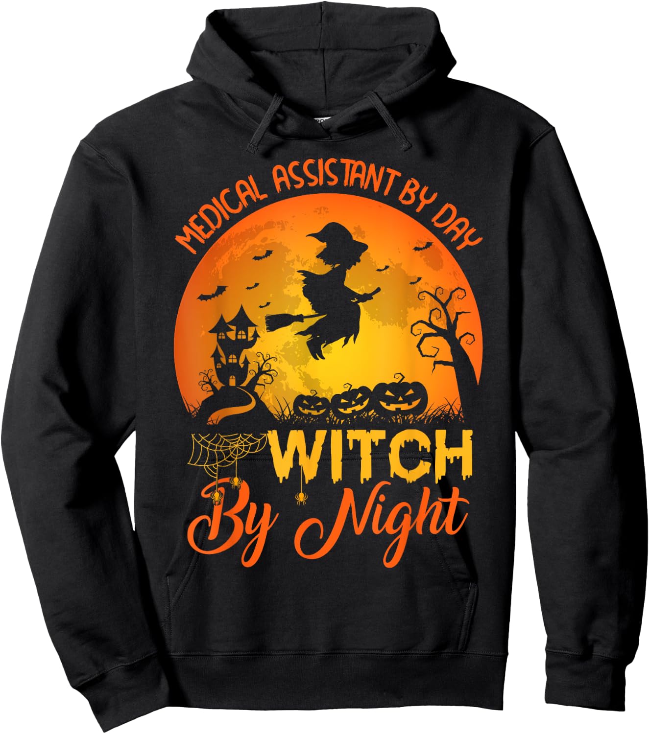 Vintage Medical Assistant By Day Witch By Night Halloween Hoodie - Hoodie | Black