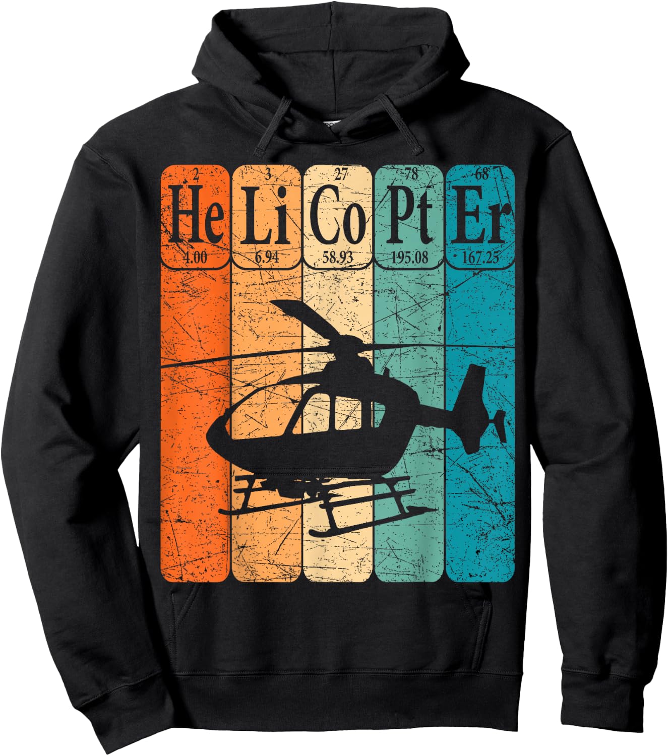 Helicopter Periodic Table Elements Aviation Helicopter Pilot Hoodie - Hoodie | Black