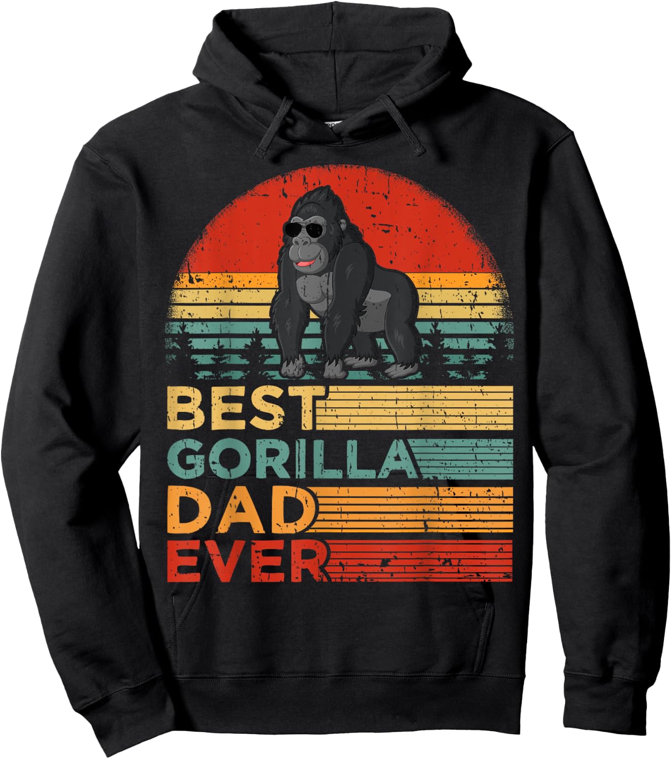 Best Gorilla Dad Ever Funny Vintage Gorilla Father's Day Hoodie - Hoodie | Black