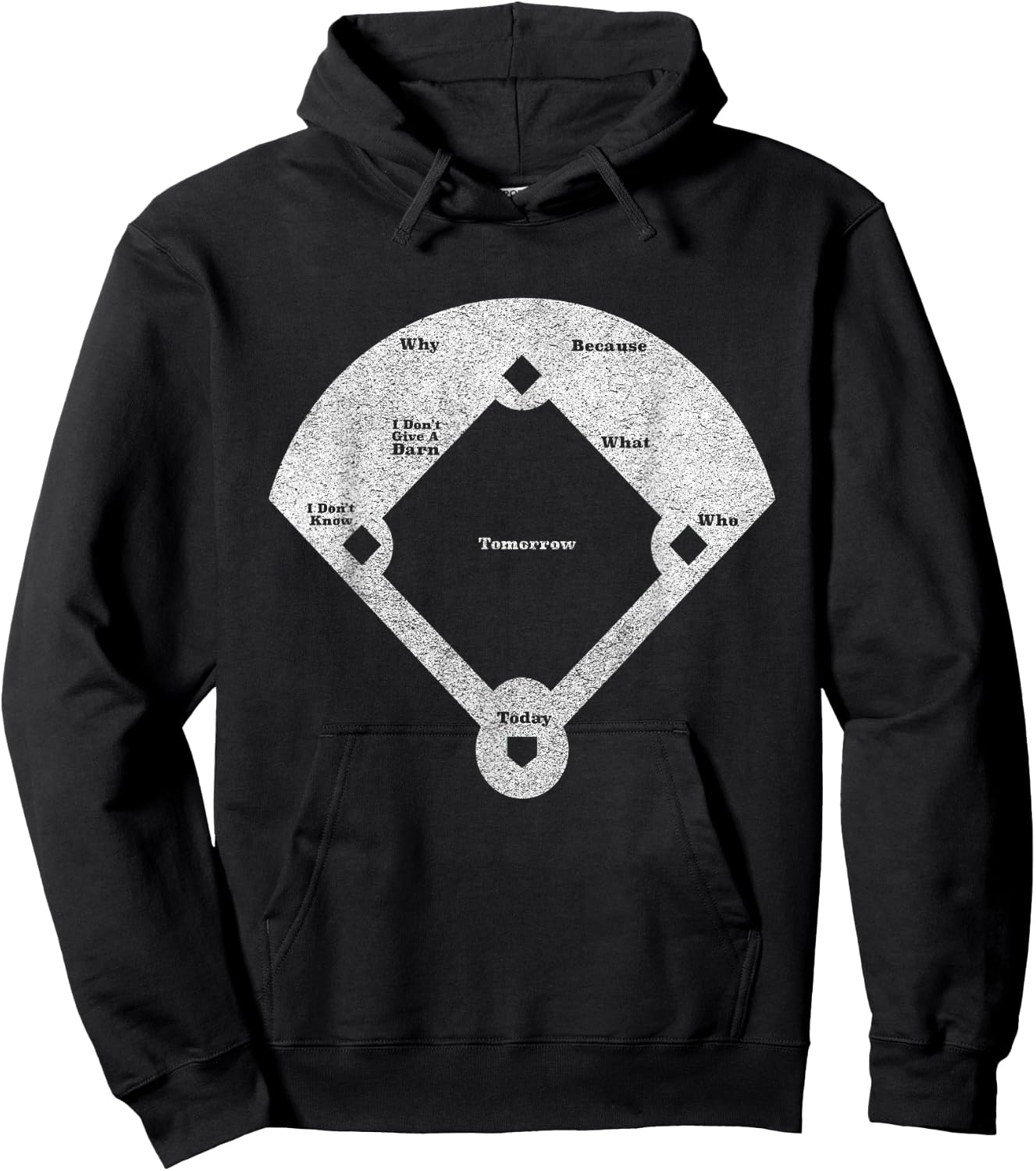 Funny Baseball Who's On First Distressed Hoodie - Hoodie | Black