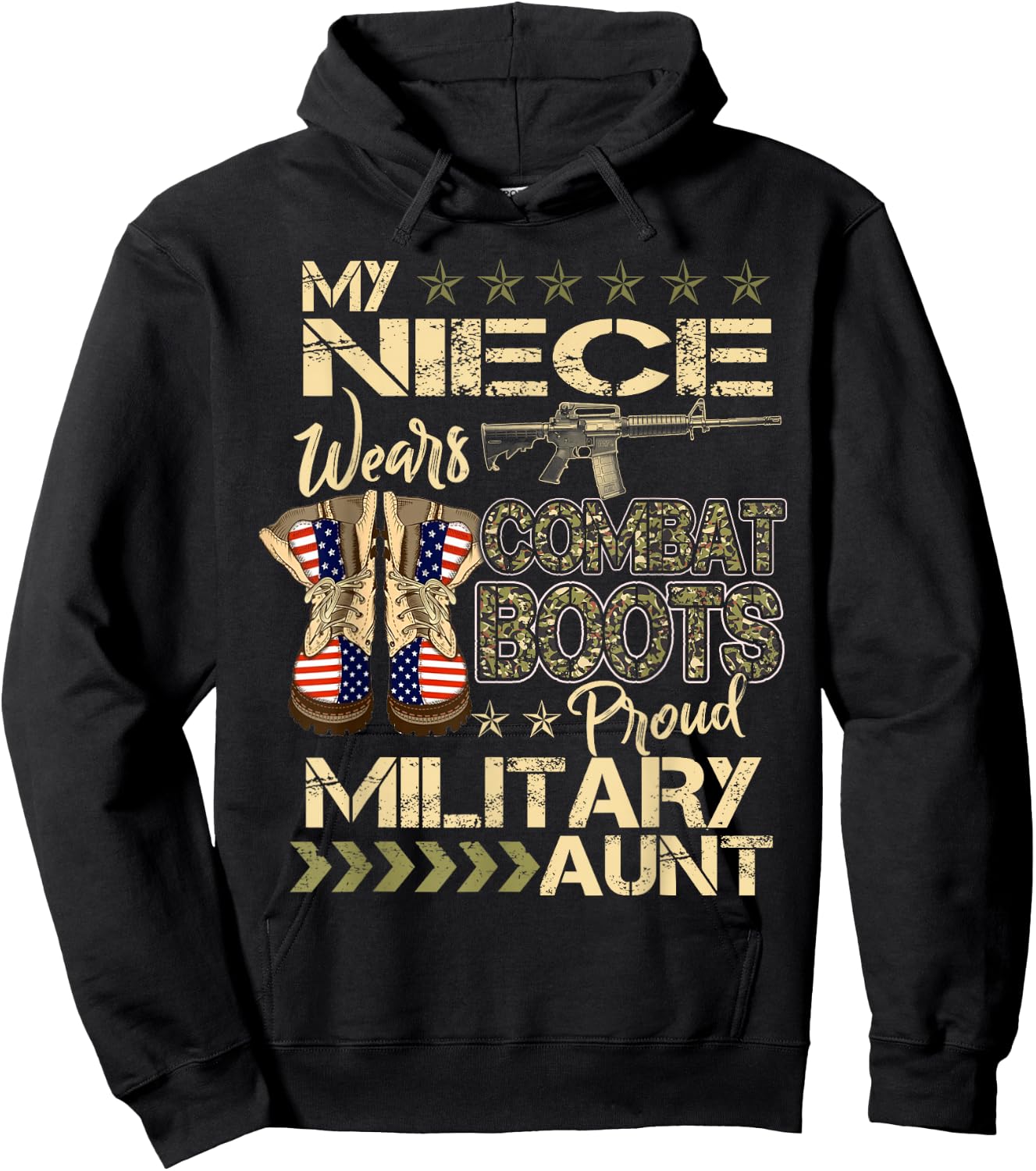 My Niece Wears Combat Boots - Proud Military Aunt Gifts Hoodie - Hoodie | Black