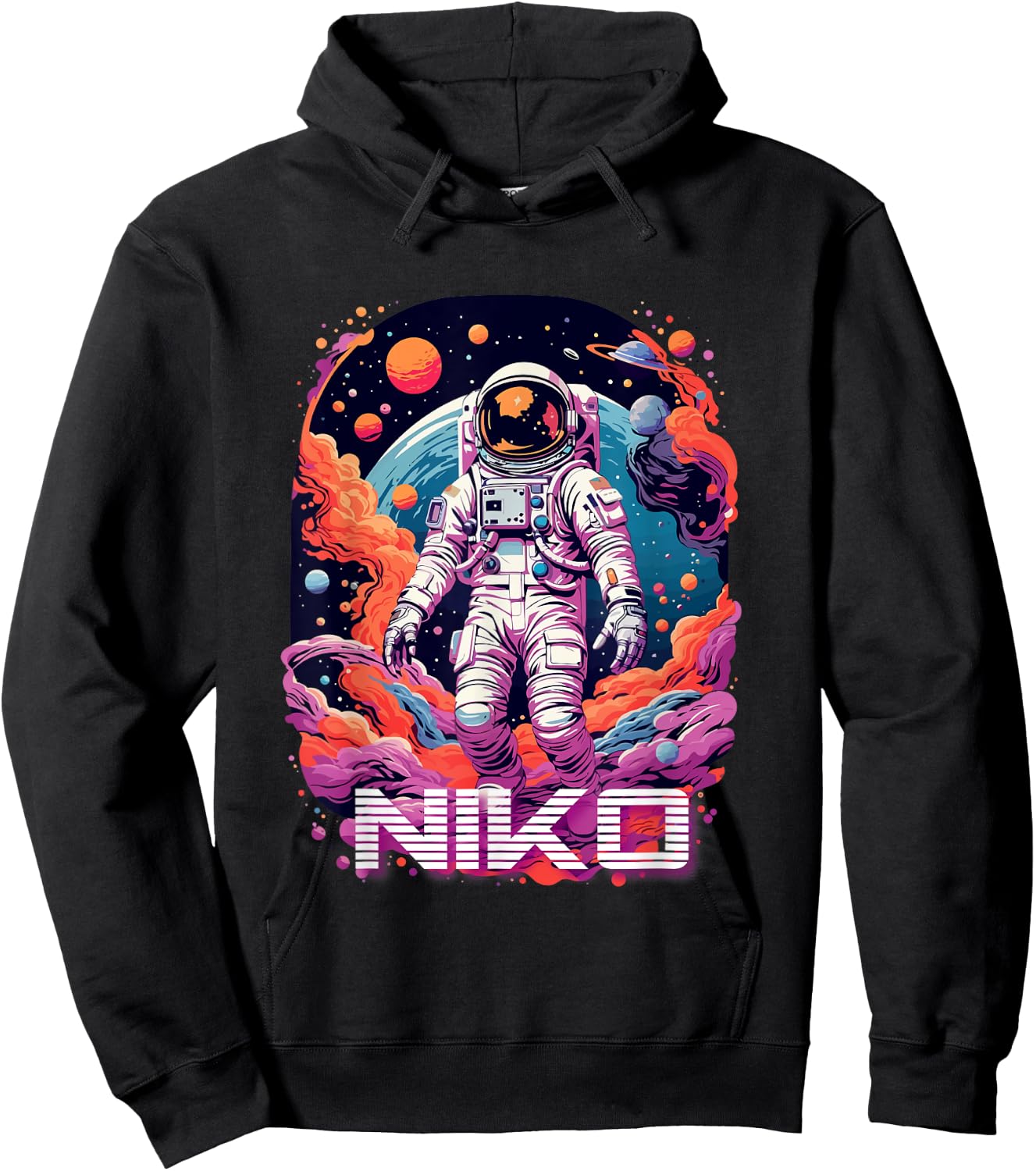 NIKO - Cute Boy Name with cool Astronaut Hoodie - Hoodie | Black