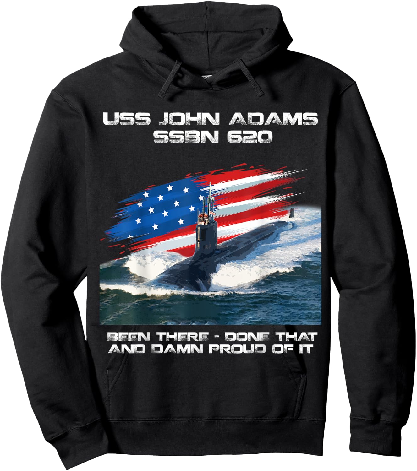 USS John Adams SSBN-620 American Flag Submarine Veteran Xmas Men Hoodie - Hoodie | Black