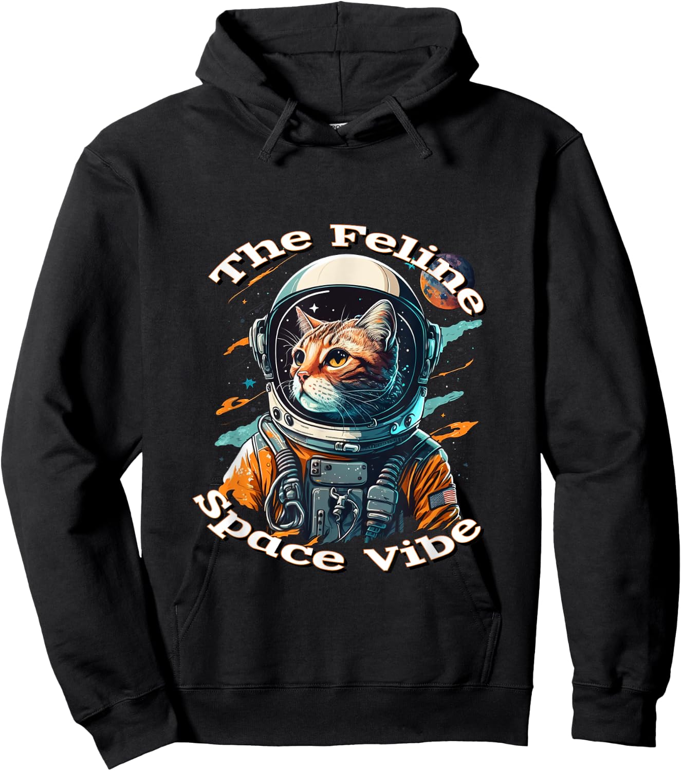 Astronaut Cat I Space I Patriotic Usa I Intergalactic Feline Hoodie - Hoodie | Black