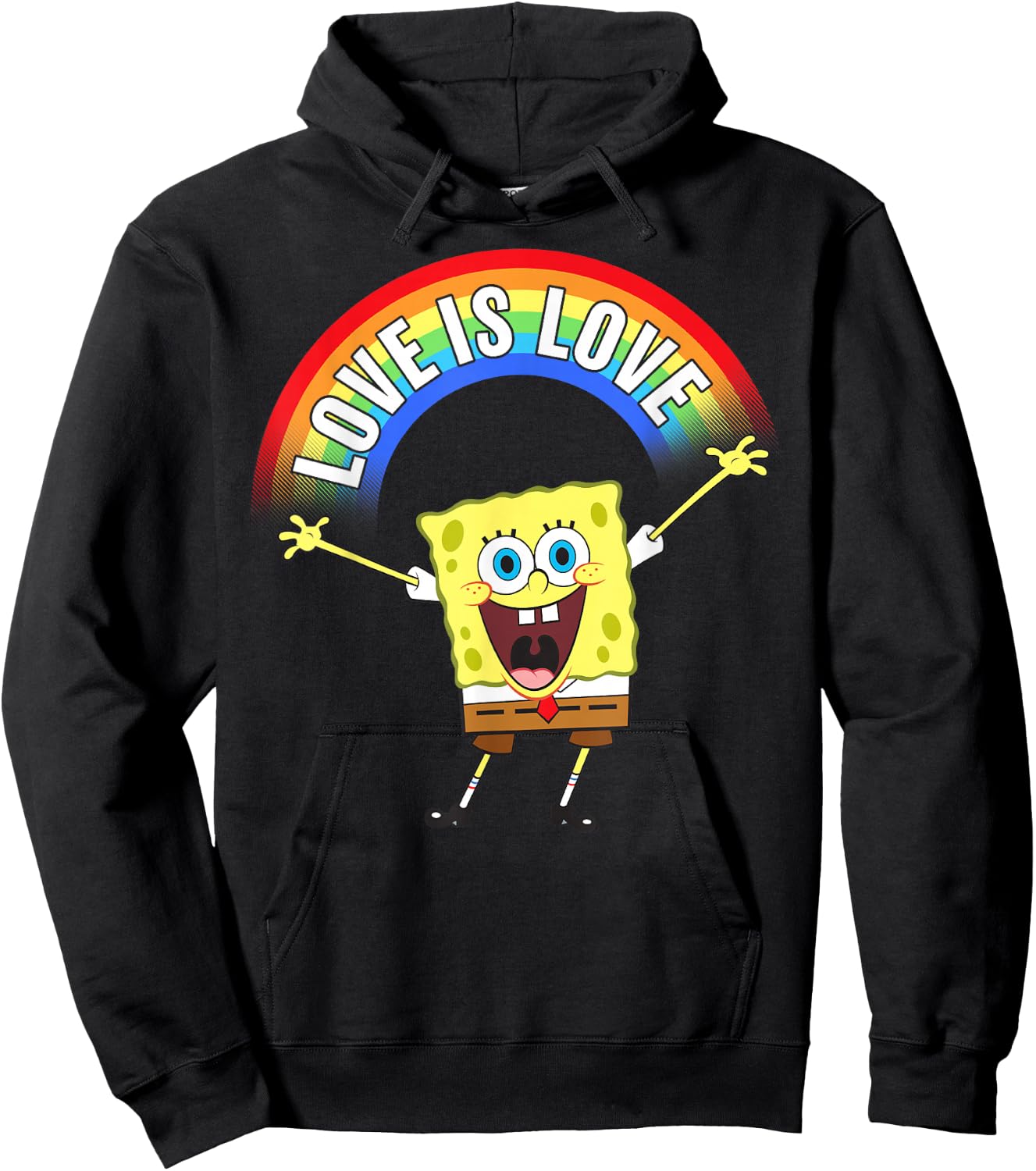 SpongeBob SquarePants Pride Love Is Love Rainbow Hoodie - Hoodie | Black