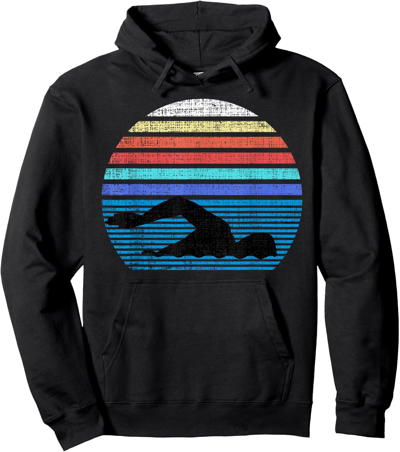 Vintage Retro Swim Swimmer Swimming 80s Gifts Hoodie - Hoodie | Black