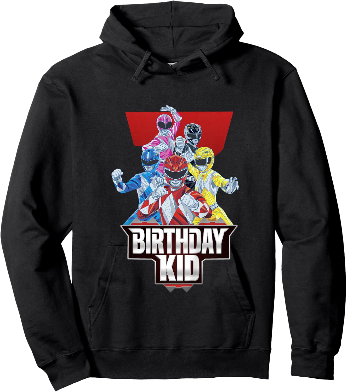 Power Rangers Birthday Kid Mighty Morphin' Group Shot Youth Hoodie - Hoodie | Black