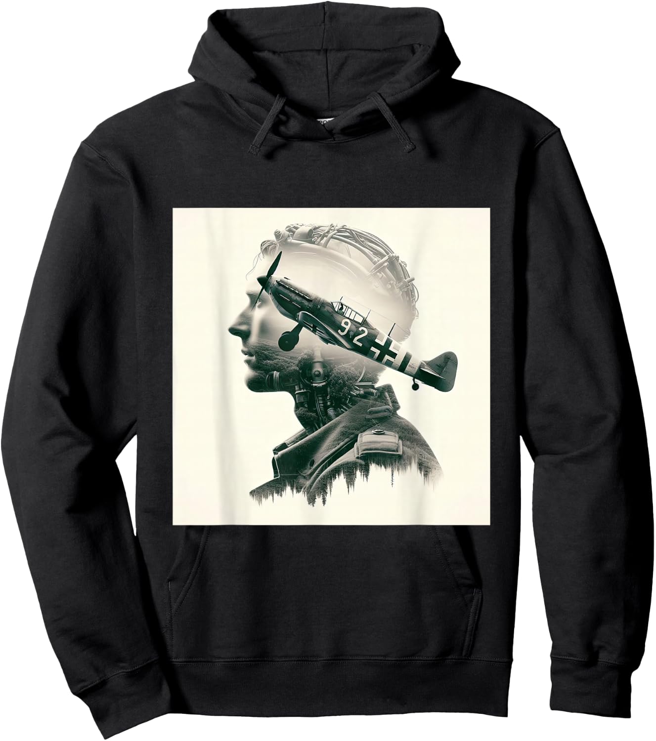 Aviation Legacy Silhouette Vintage Aircraft Enthusiast Art Hoodie - Hoodie | Black