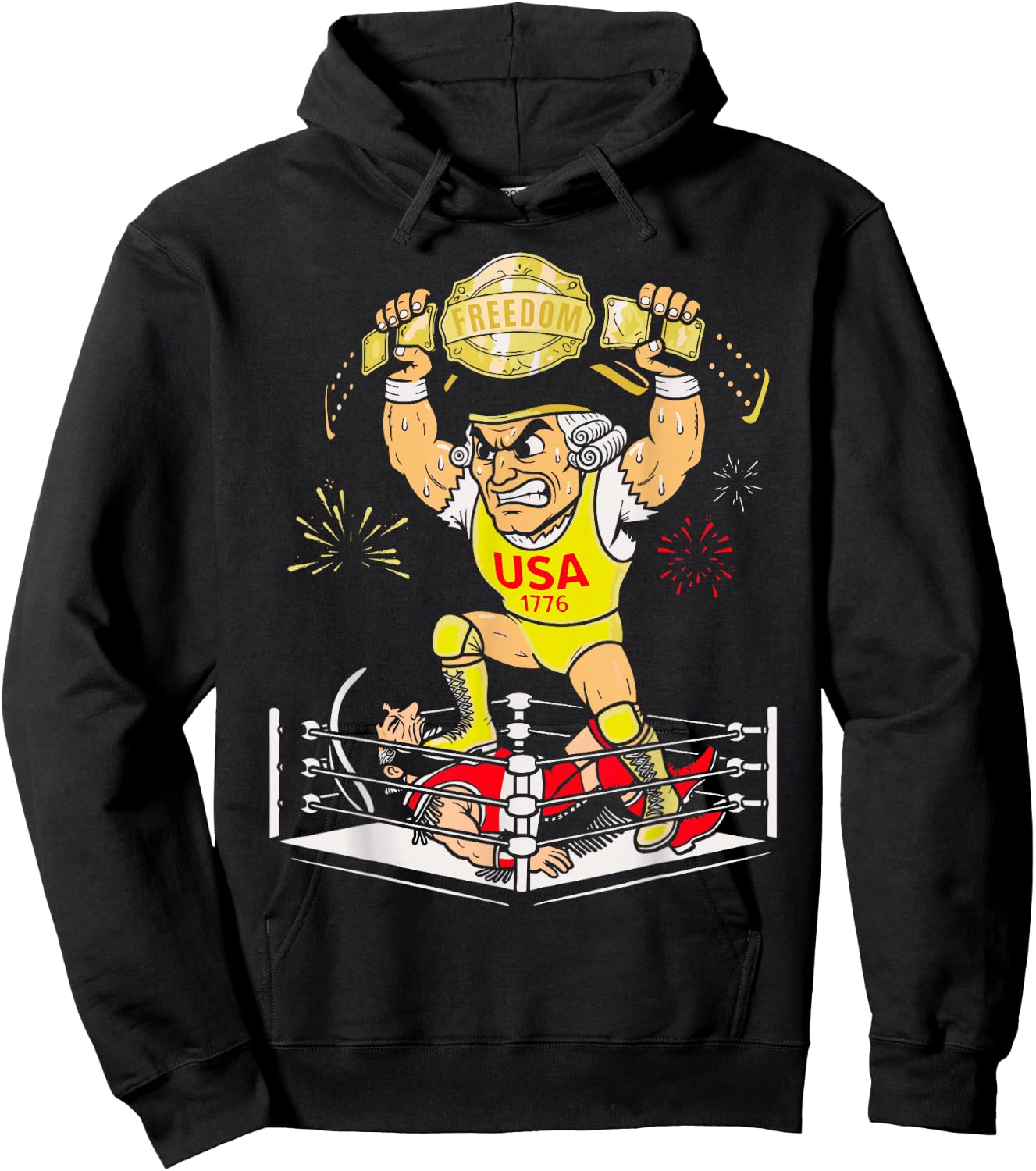 250 Years George Washington Wrestling USA 1776 4th of July Hoodie - Hoodie | Black