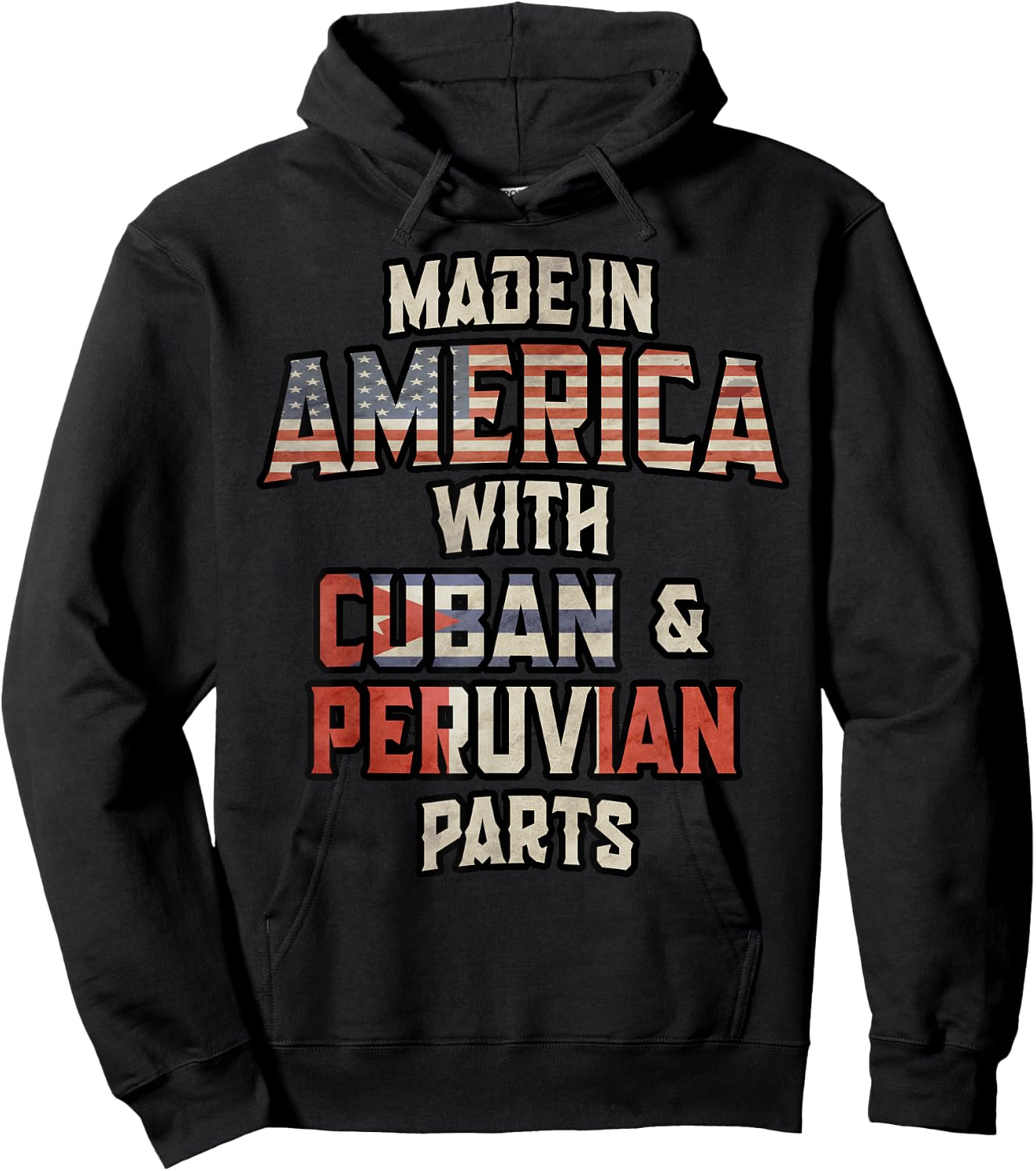 Cuban And Peruvian Made In America Mix DNA Heritage Vintage Hoodie - Hoodie | Black