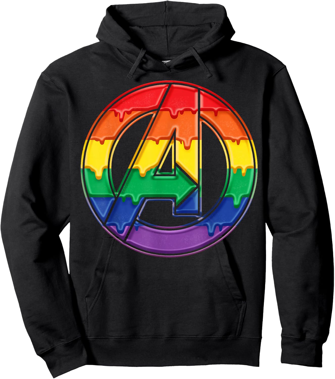 Marvel Avengers Rainbow Drip Logo Hoodie - Hoodie | Black