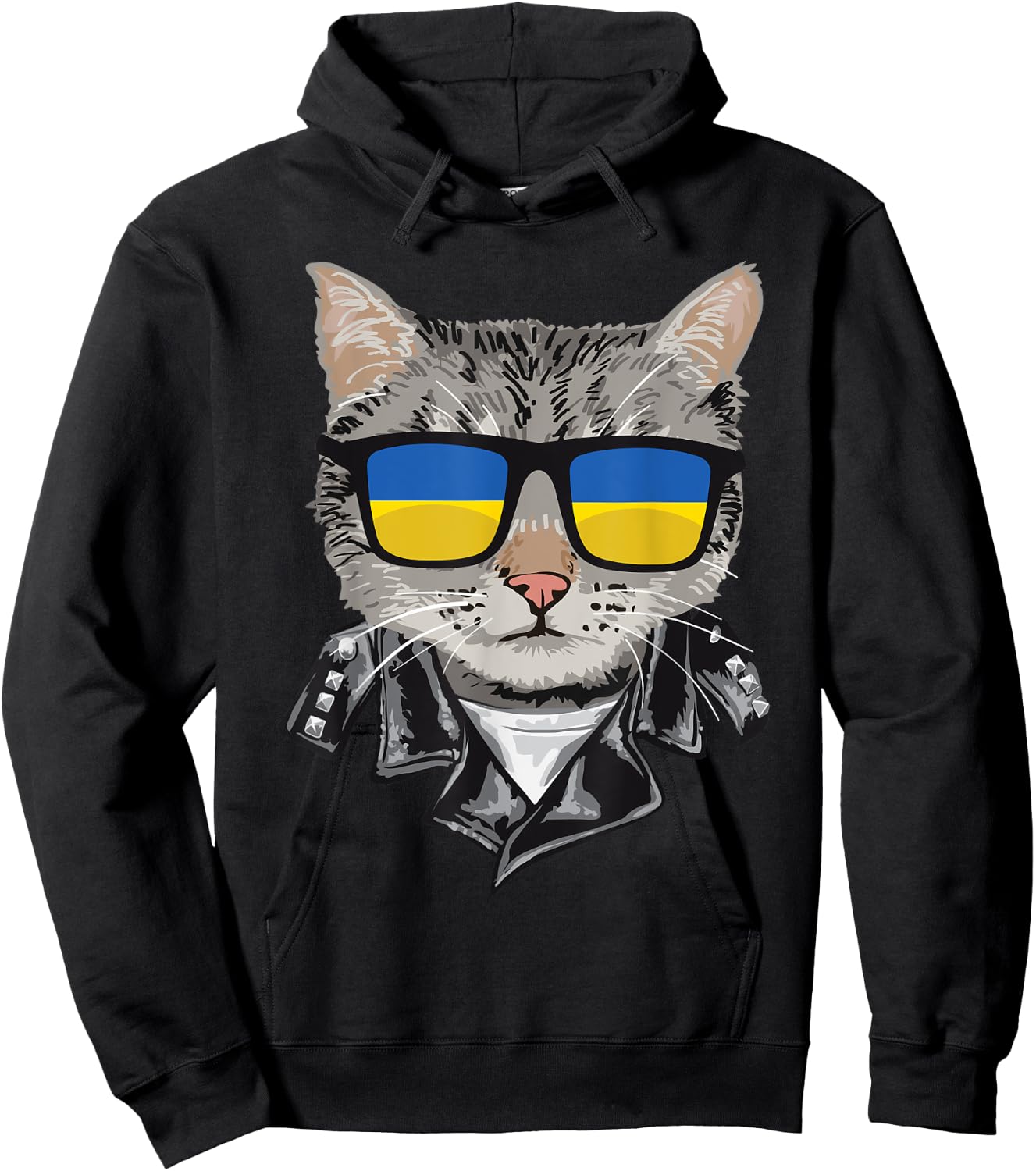 Cat Ukraine Flag Sunglasses - Cool Ukrainian Cat Women Hoodie - Hoodie | Black