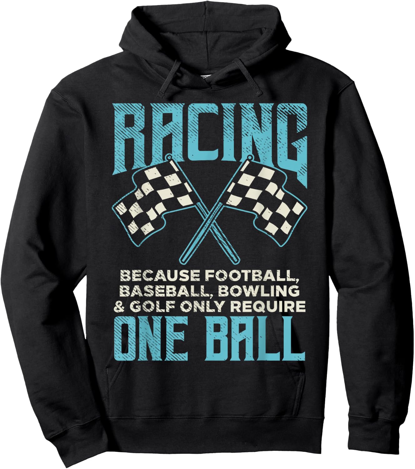Racing One Ball Checkered Flag Race Car Driver Racer Gift Hoodie - Hoodie | Black