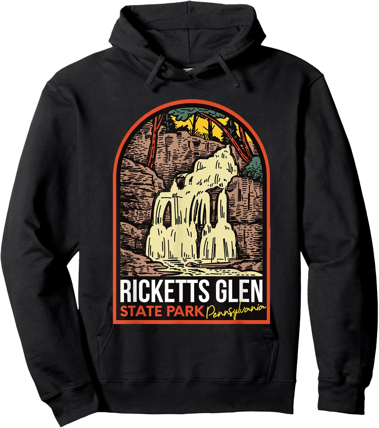 Ricketts Glen State Park Pennsylvania Vintage Hoodie - Hoodie | Black