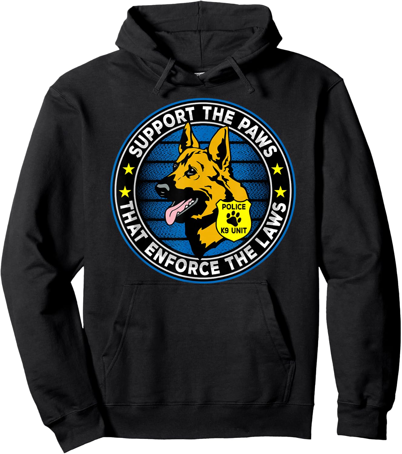 Support The Paws That Enforce The Laws Police K9 Dog Hoodie - Hoodie | Black