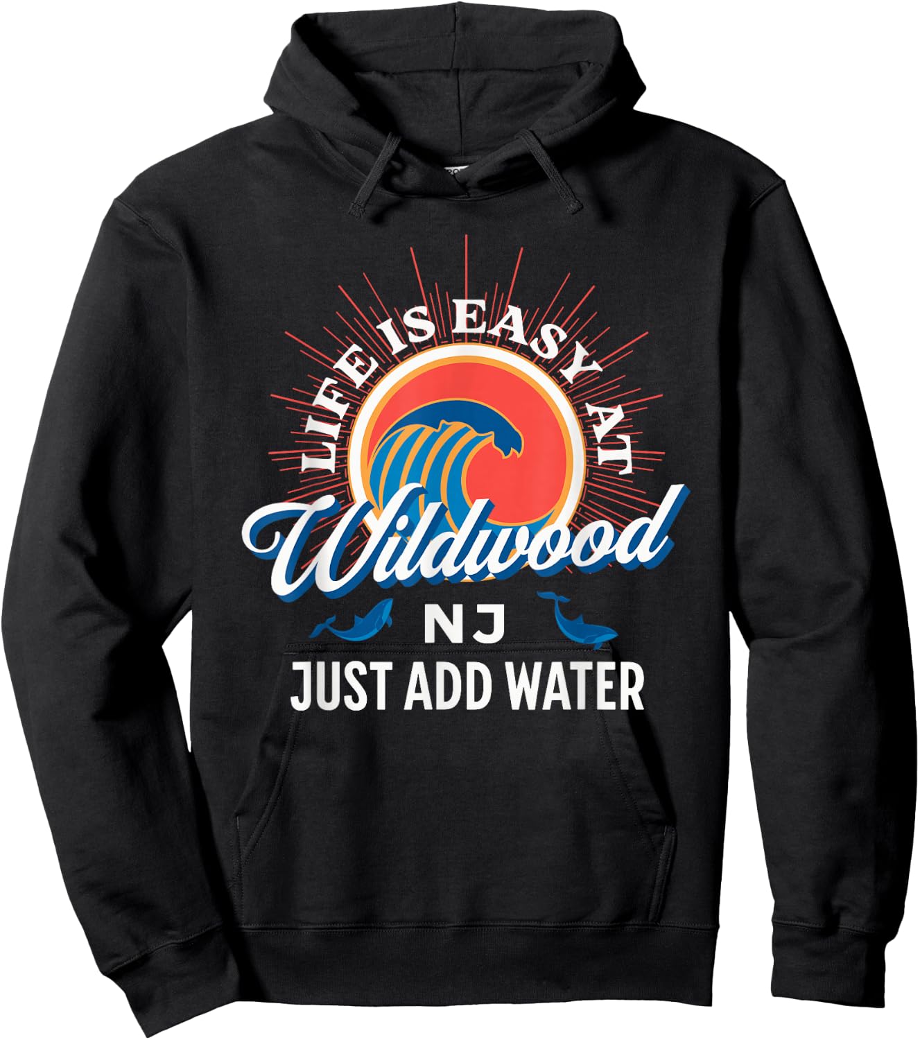 Life Is Easy At Wildwood NJ Just Add Water Beach Vacation Women Girls Kids Hoodie - Hoodie | Black