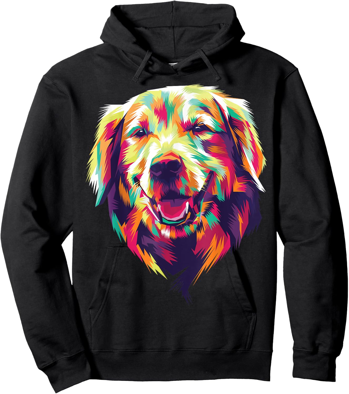 colorful Golden Retriever head face dog for lovers of dogs Women Kids Hoodie - Hoodie | Black