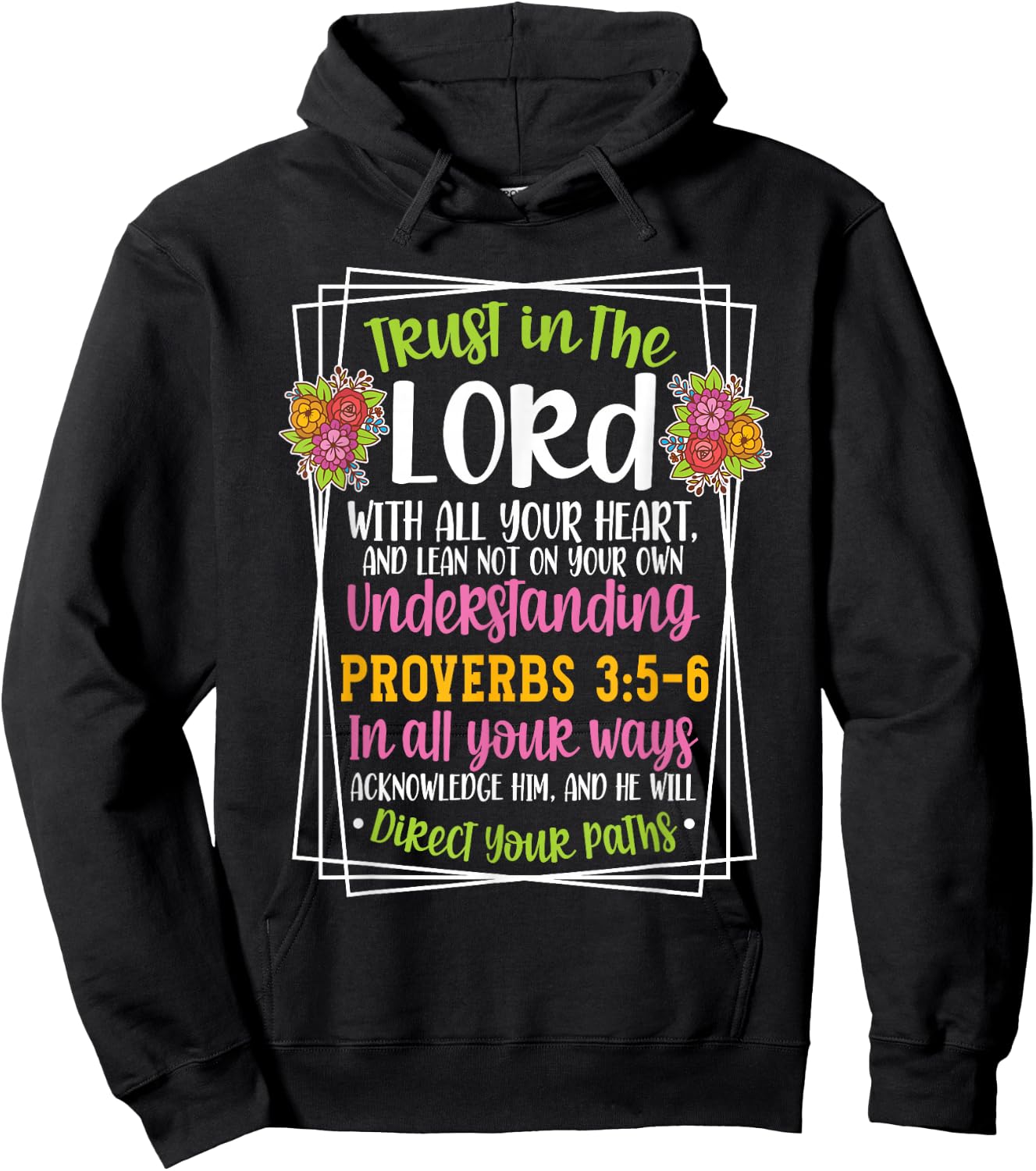 Proverbs 3:5-6 Bible Verse Religious Christian Men and Women Small Hoodie - Hoodie | Black