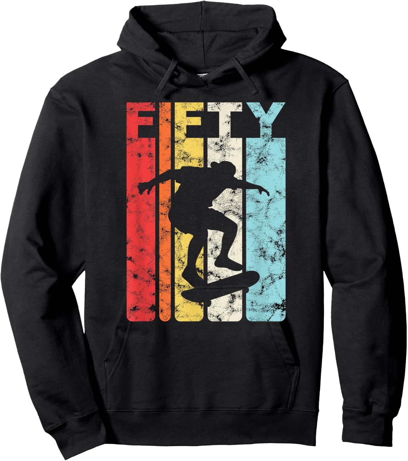 50th Birthday Party 50 Years Skateboard Skater Skating Retro Hoodie - Hoodie | Black