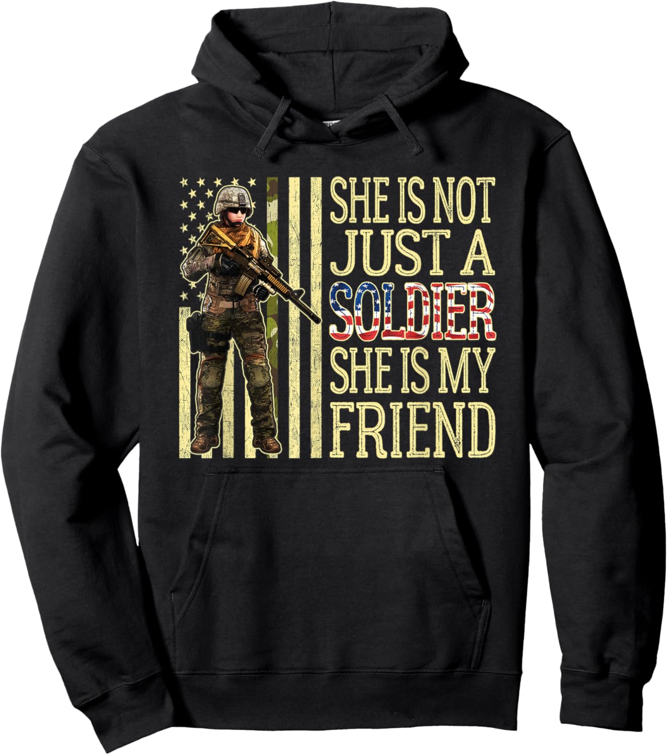 My Friend Is A Soldier Proud Army Best Friend Military Gift Hoodie - Hoodie | Black