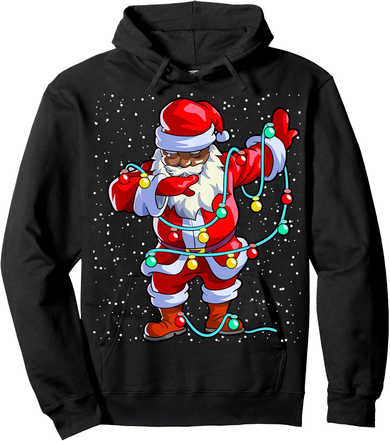 Santa Claus Black Christmas Afro African American Xmas Hoodie - Hoodie | Black