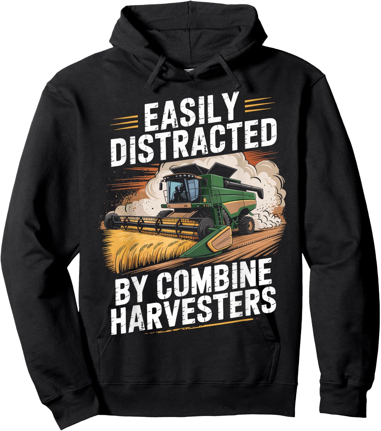 Funny Farming Easily Distracted by Combine Harvester Hoodie - Hoodie | Black