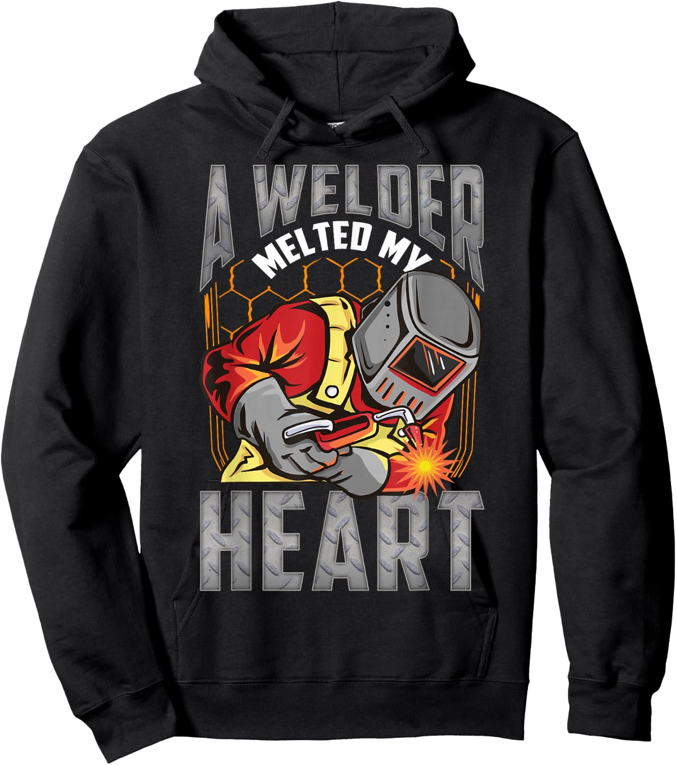 A Welder Melted My Heart Valentine Wife Girlfriend Welder Hoodie - Hoodie | Black