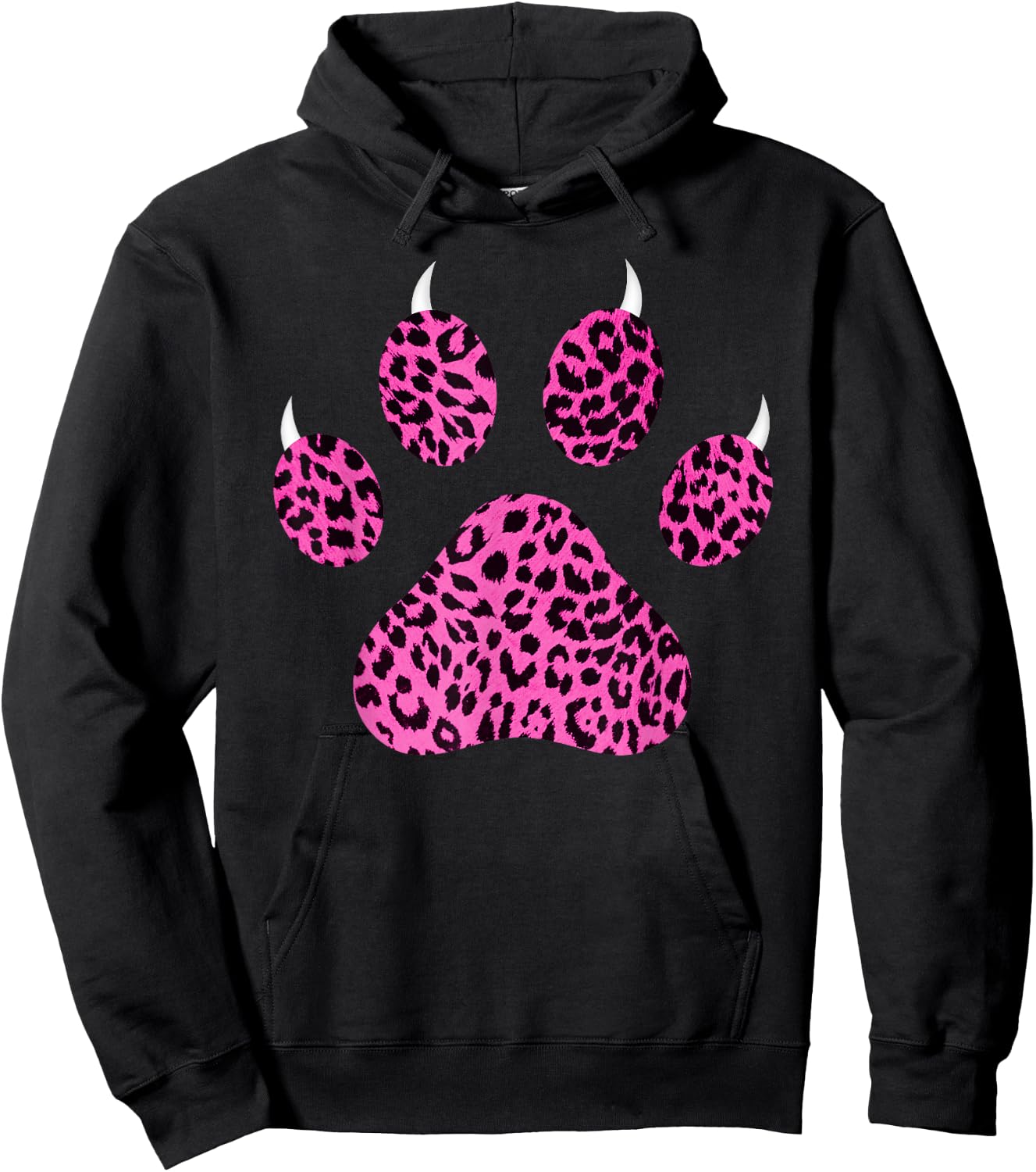 Pink and Black Leopard Paw Print with Claws - Pink Cheetah Hoodie - Hoodie | Black