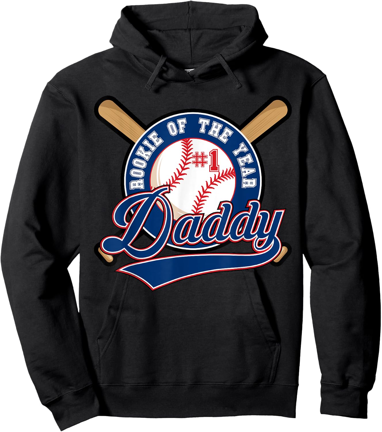 Daddy of Rookie of Year 1st Birthday Baseball Theme Matching Hoodie - Hoodie | Black