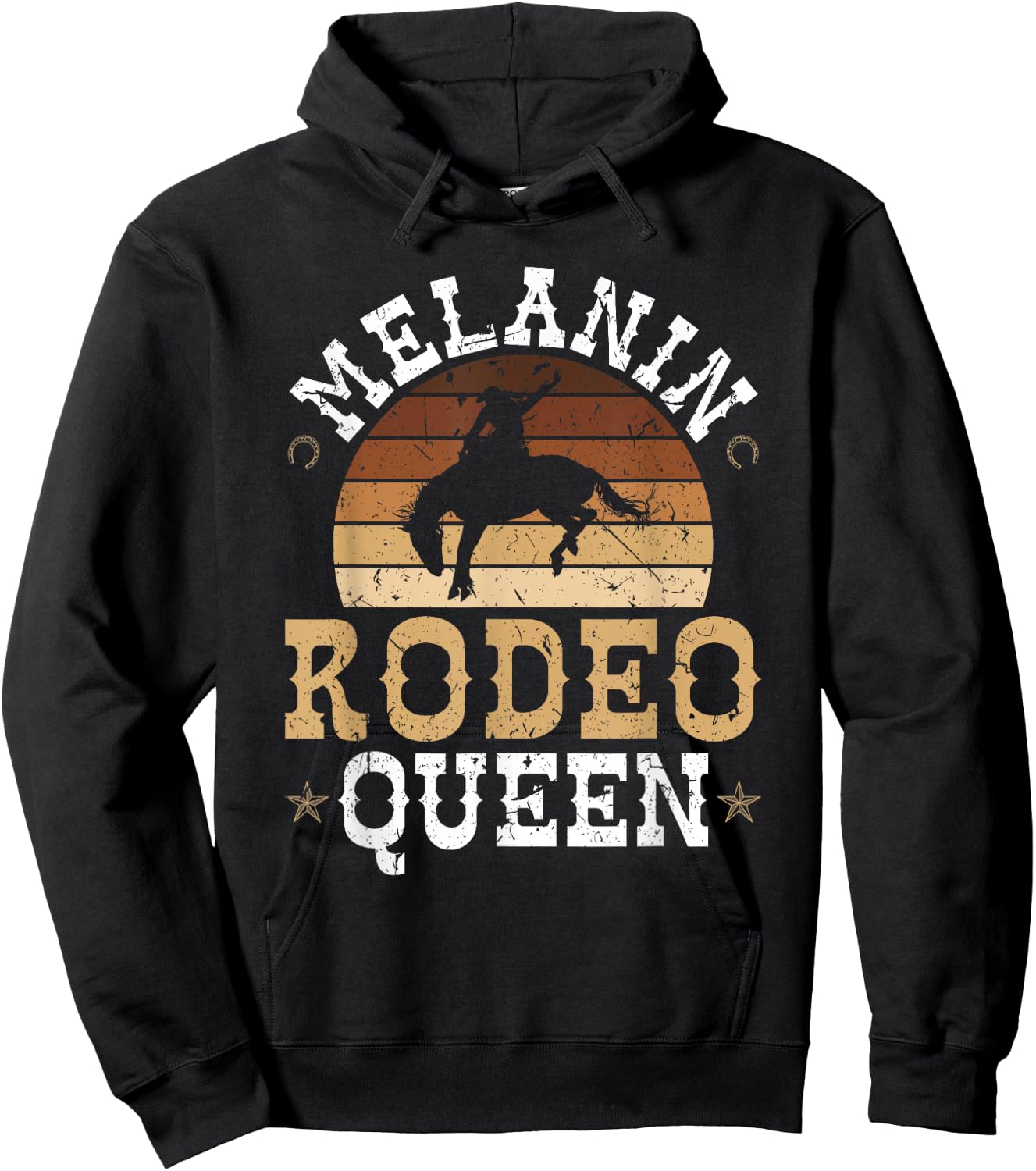 Melanin Rodeo Queen Bronc Rides African American Cowgirl Hoodie - Hoodie | Black